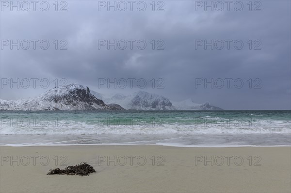 Haukland beach with winter