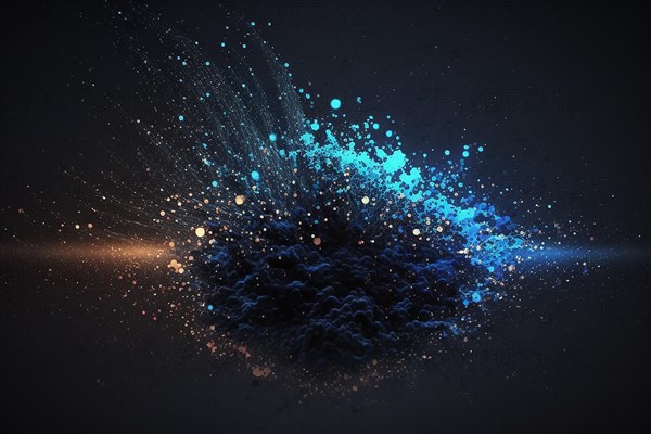 Dark blue and glow particle abstract