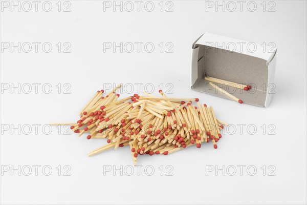 Stack of matches in front of almost empty box