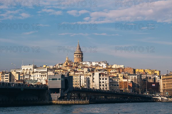 View of the Galata Tower from the Golden Horn of Istanbul