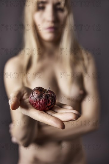 Young naked woman with long hair