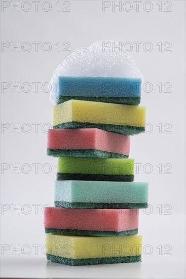 Lined up plaster sponges with foam