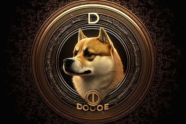 Dogecoin digital currency. Ai generated art