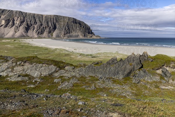 Mountains and beach near Kongsfjord