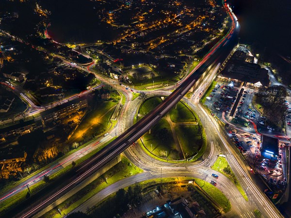 Night Top Down over Penn Inn Flyover and Roundabout from a drone Newton Abbot