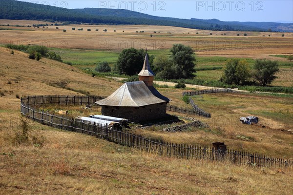 Wooden chapel in the countryside of Transylvania