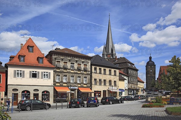 Town centre with Catholic parish church of the Assumption of the Virgin Mary and Upper Gate