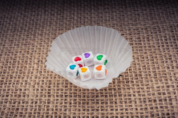 Colorful cubes with a heart on canvas