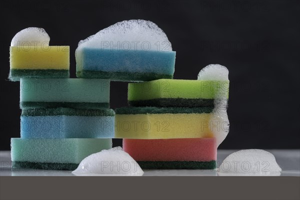 Lined up plaster sponges with foam