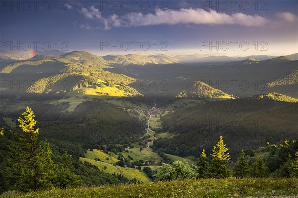 Hilly landscape with a village