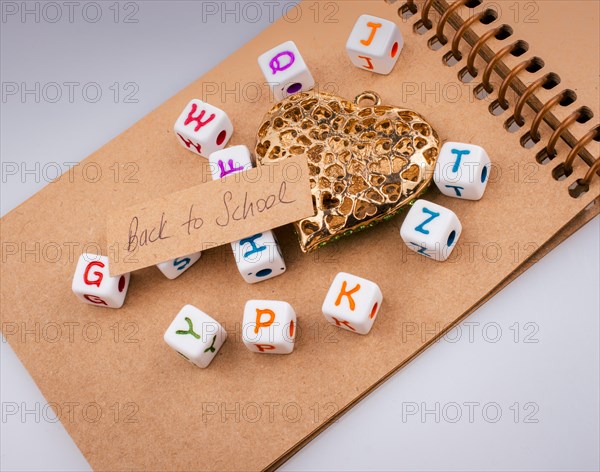 Back to school theme with colorful letter cubes