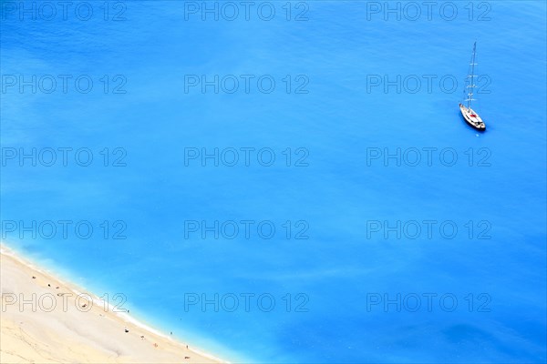 Sailing yacht at Myrtos beach