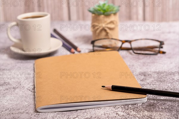 Closed notebook with brown covers