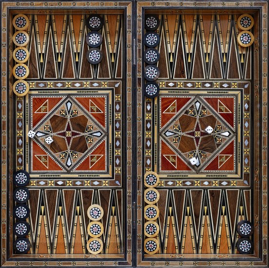 Wooden chess backgammon game