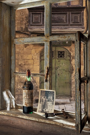 Farmhouse parlour with wine bottle