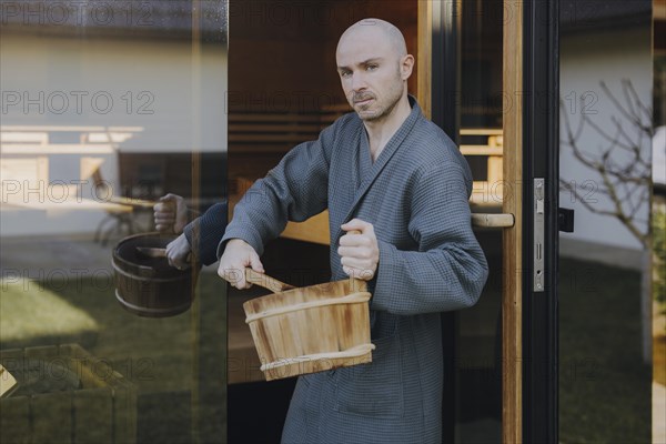 Man taking a sauna