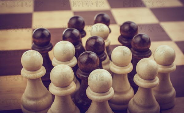 Chess board with chess pieces on it