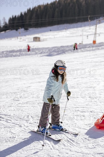 Girls skiing