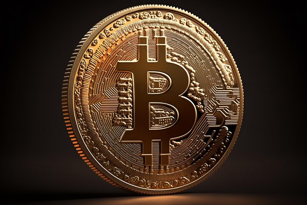 Golden bitcoin. Ai generated art