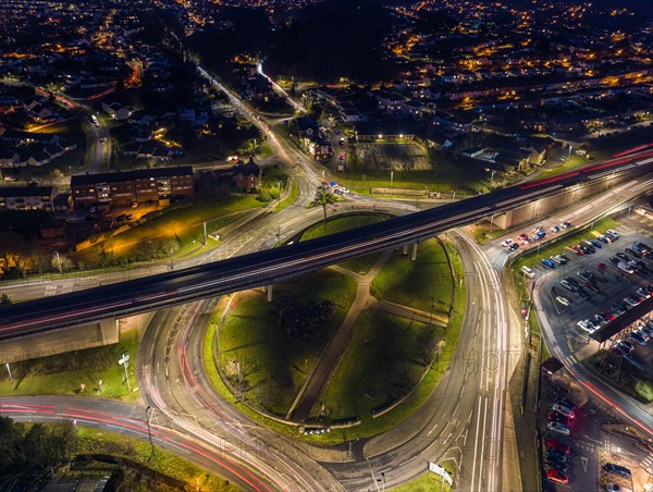 Night over Penn Inn Flyover and Roundabout in Newton Abbot