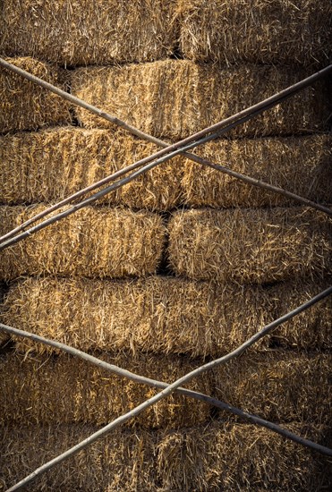 Hay bales stacks outdoors