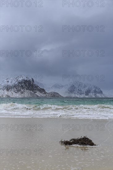 Haukland beach with winter