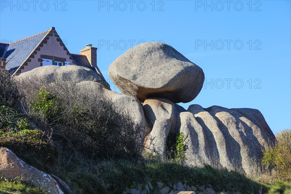 Rocky coast around the Phare de Mean Ruz lighthouse