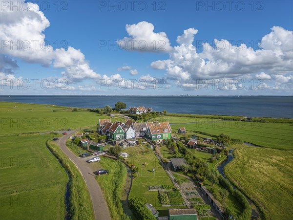 Aerial view looking over the hamlet of Hoefe south of the canal