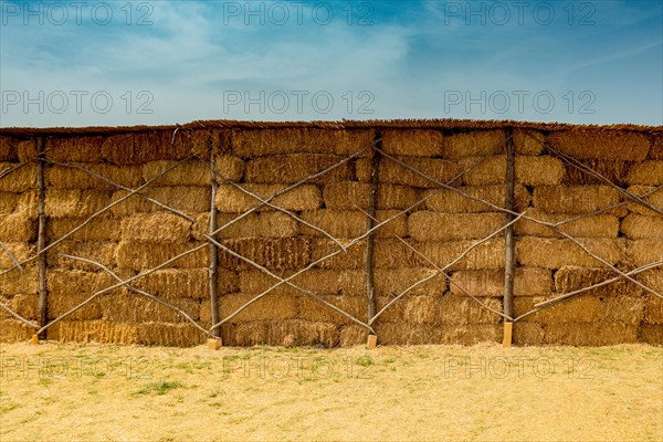 Hay bales stacks outdoors