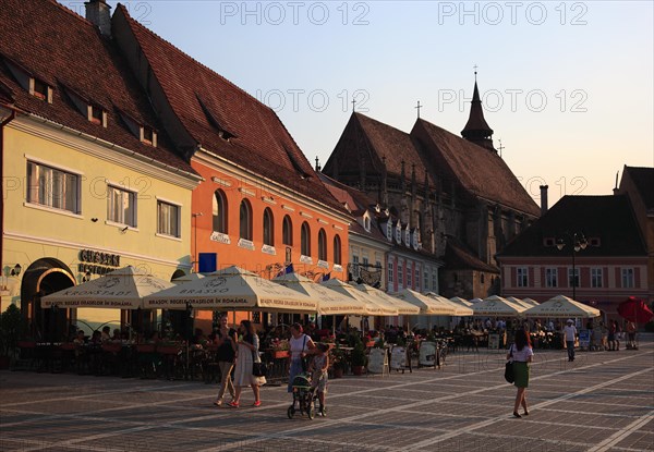 Late medieval town houses in the old town on Piata Sfatului Square of Brasov