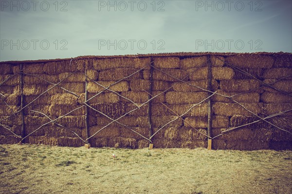 Hay bales stacks outdoors