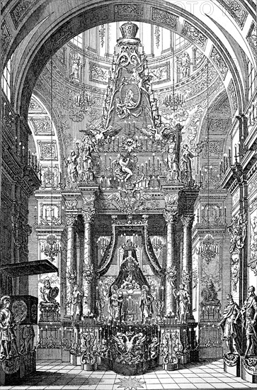 The catafalque of Emperor Charles VII in the Theatine Church of Munich
