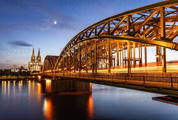 Hohenzollern Bridge and Cologne Cathedral at Blue Hour