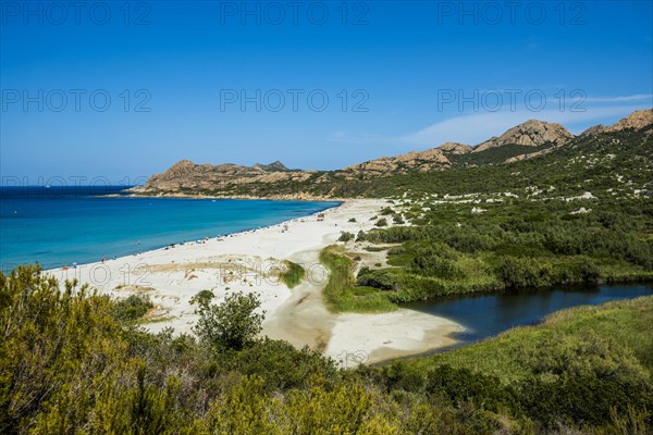 Sandy beach beach and mountains