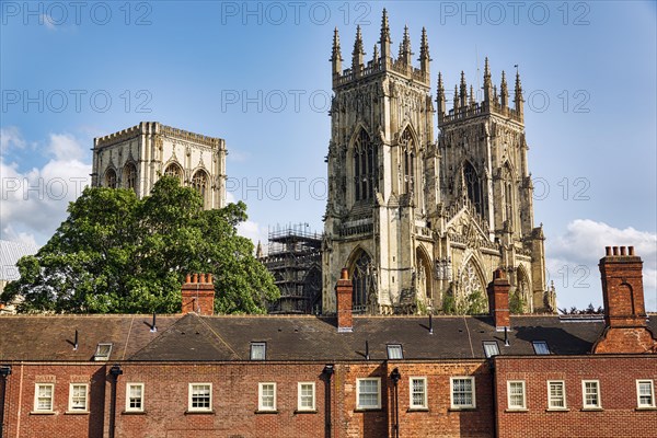 View over house roofs to the cathedral towers