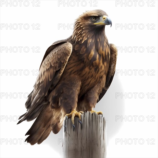 Portrait of an brown Eagle who sits on a pole