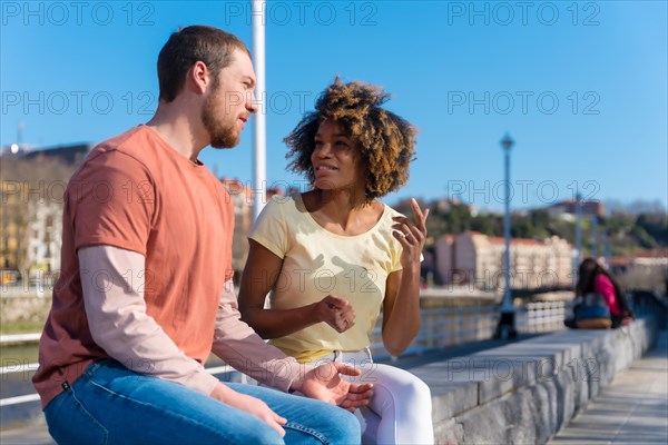 Multiracial couple on the streets of the city