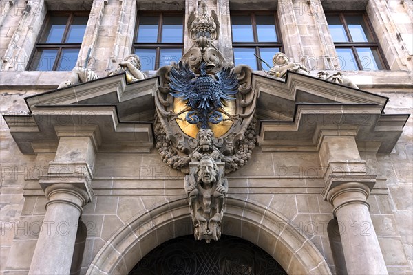 Middle entrance portal of the historic Wolf Town Hall