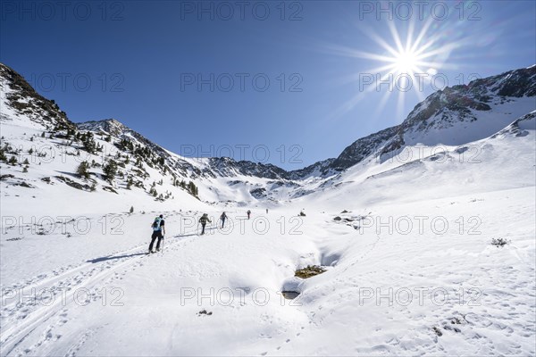 Group of ski tourers during the ascent in Schartlestal