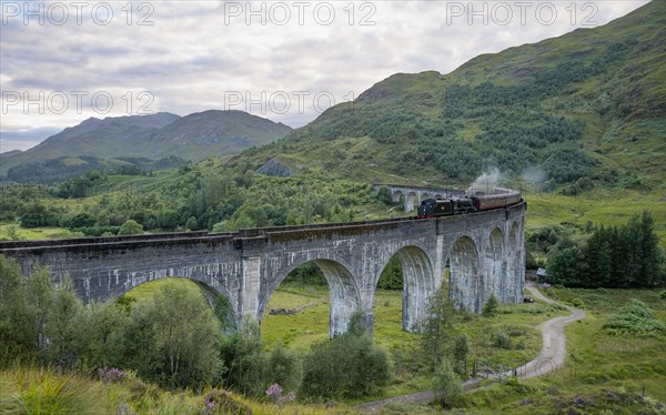 Glenfinnan Viaduct with Steam Locomotive