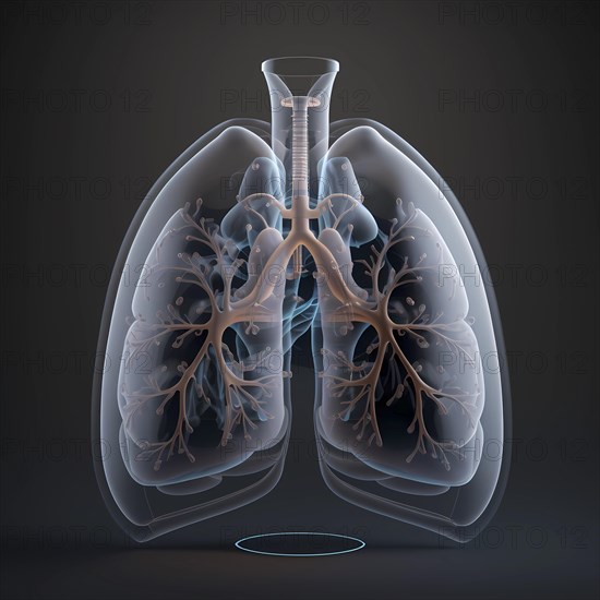 Transparent human with view of lungs