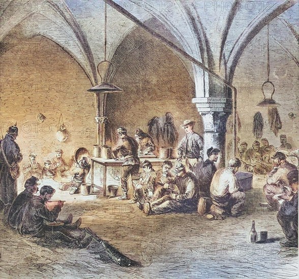Garibaldian and Francs-tireurs prisoners in the main prison of Dijon
