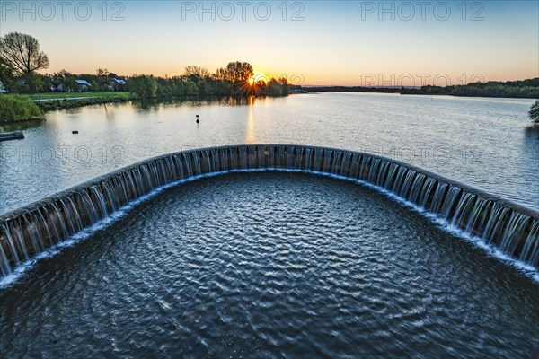 Lake Lippe with dam at sunrise