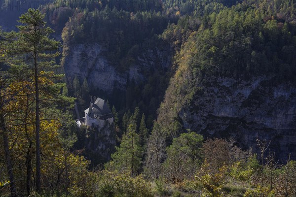 View down to the former hermitage and place of pilgrimage