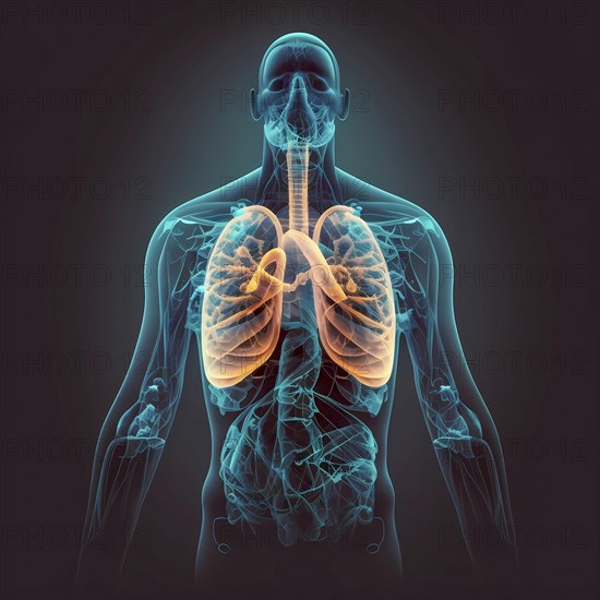 Transparent human with view of lungs