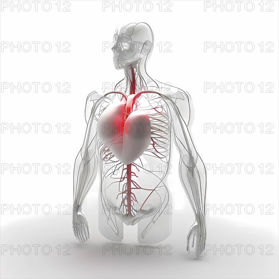 Transparent human looking at the heart