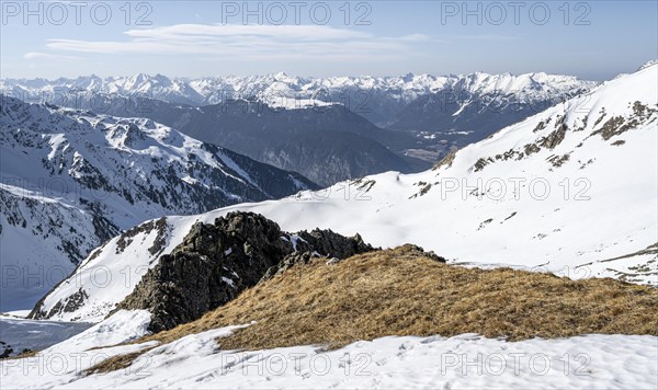 View of mountain peaks from Kreuzjoch