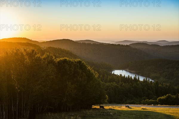 Mountain lake and hills