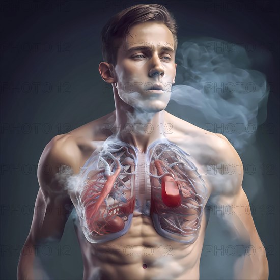 Human transparent body icon with lungs