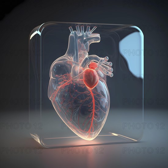 Transparent human looking at the heart